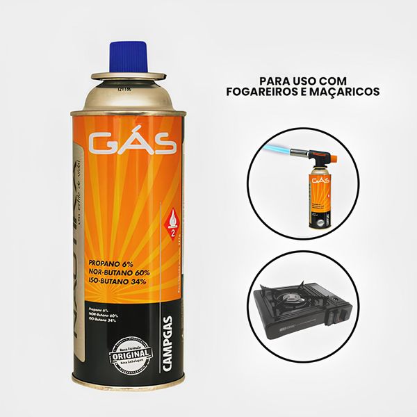 CARTUCHO DE GÁS CAMPGÁS NTK PARA FOGAREIROS E MAÇARICOS 227G