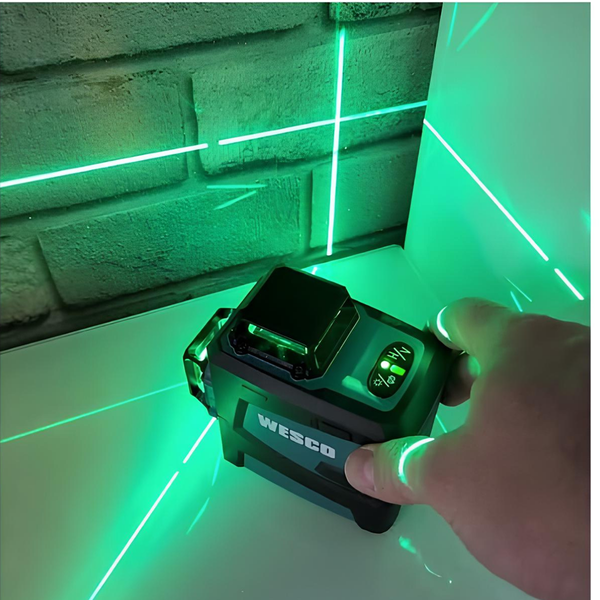 NIVEL A LASER VERDE Á BATERIA LÍTIO WESCO WS8913K AUTO NIVELAMENTO