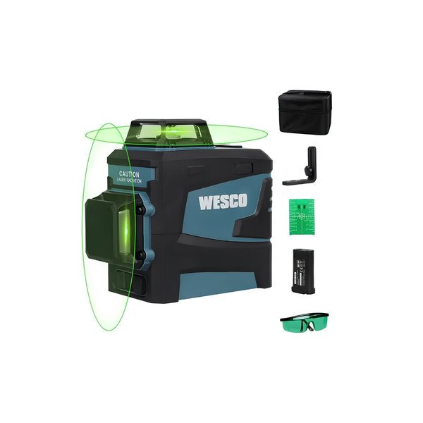 NIVEL A LASER VERDE Á BATERIA LÍTIO WESCO WS8913K AUTO NIVELAMENTO