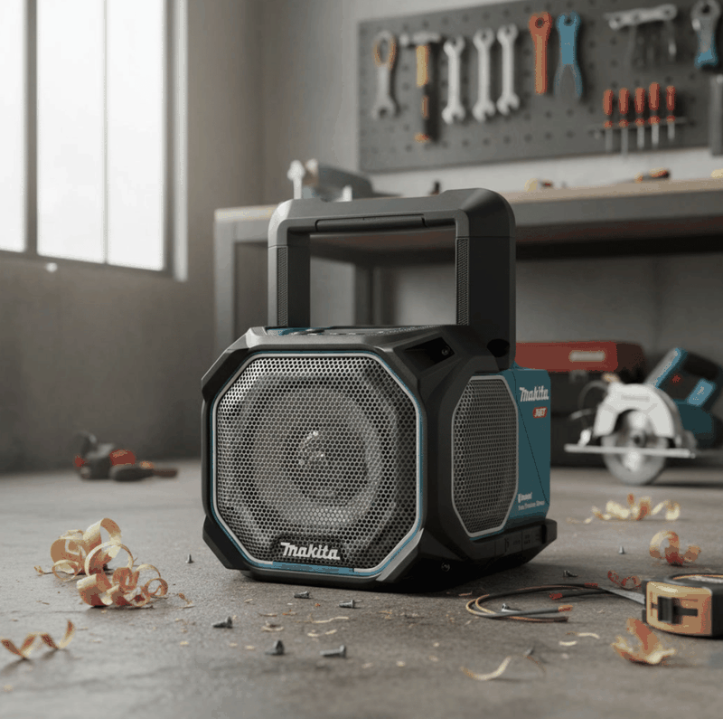 CAIXA DE SOM PORTÁTIL COM BLUETOOTH Á BATERIA E ELÉTRICA MAKITA